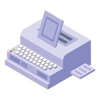 icono de cifrado de máquina de escribir, estilo isométrico vector