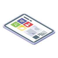 Social tablet icon isometric vector. Virtual media checklist vector