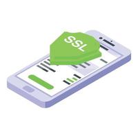 Smartphone ssl certificate icon, isometric style vector