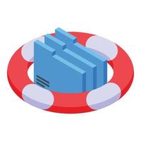 Secured files backup icon, isometric style vector