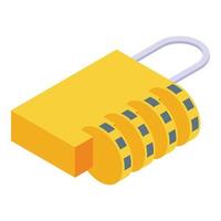 Padlock cipher icon, isometric style vector