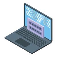 Laptop cipher icon, isometric style vector