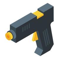 icono de construcción de pistola de calafateo de silicona, estilo isométrico vector