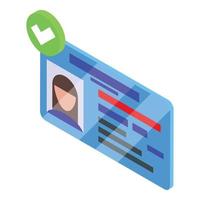 icono de licencia de conducir, estilo isométrico vector