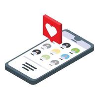 Successful campaign phone like icon, isometric style vector