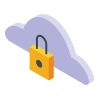 Data cloud ssl certificate icon, isometric style vector