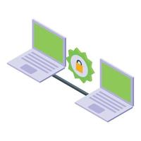 Laptop ssl certificate icon, isometric style vector