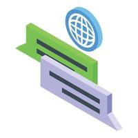 icono de certificado SSL de chat global, estilo isométrico vector