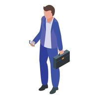 Successful career businessman icon, isometric style vector