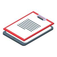 Electronic patient card clipboard icon, isometric style vector
