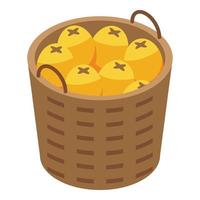 Fruits basket icon, isometric style vector