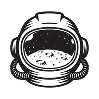 casco de astronauta vectorial con un reflejo de luna y estrellas vector