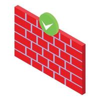 Firewall password protection icon, isometric style vector