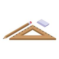 Campus ruler and tools icon, isometric style vector