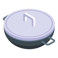 Wok menu pot icon, isometric style vector