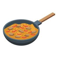 Wok menu japanese icon, isometric style vector