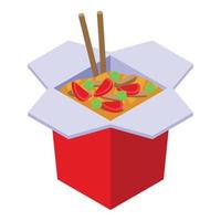 Wok menu box icon, isometric style vector