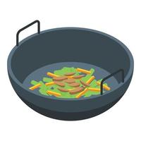 Wok menu food icon, isometric style vector