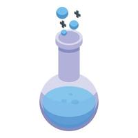 Research scientist chemical flask icon, isometric style vector