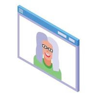 Web browser video call icon, isometric style vector