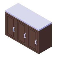 icono de muebles de madera de cocina, estilo isométrico vector