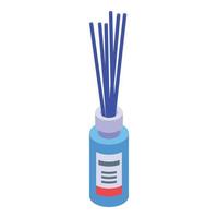 Blue sticks diffuser bottle icon, isometric style vector