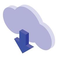 Home office upload cloud icon, isometric style vector