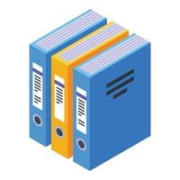 Home office folder stack icon, isometric style vector