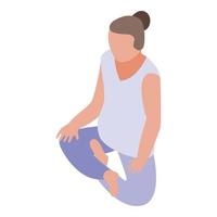 Girl meditation icon, isometric style vector