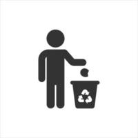 Garbage bin with people icon in flat style. Recycle vector illustration on white isolated background. Trash basket sign business concept.