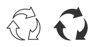 Recycle icon in flat style. Reuse vector illustration on white isolated background. Recycling sign business concept.