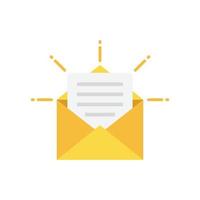 nuevo icono de mensajes entrantes en estilo plano. sobre con ilustración de vector de notificación sobre fondo aislado. concepto de negocio de firma de correo electrónico.