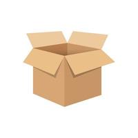 Open cardboard icon in flat style. Shipping box vector illustration on isolated background. Container sign business concept.