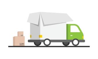 icono rápido de envío en estilo plano. Ilustración de vector de camión de reparto sobre fondo aislado. concepto de negocio de signo de logística expresa.