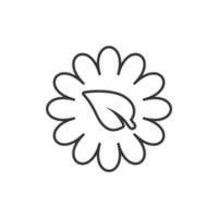 icono de hoja y manzanilla en estilo plano. flor con ilustración de vector de planta sobre fondo blanco aislado. concepto de negocio de signo de energía ecológica.