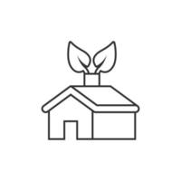 Ecology home icon in flat style. House with leaf vector illustration on white isolated background. Botanical building sign business concept.