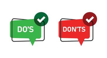 Do and Don't icon in flat style. Yes, no vector illustration on white isolated background. Positive, negative sign business concept.