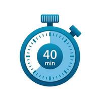 ilustración de icono de cronómetro 40 minutos en estilo plano. Ilustración de vector de temporizador sobre fondo aislado. concepto de negocio de señal de alarma de tiempo.