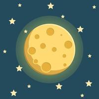 Planet in space in flat style. Moon and stars vector illustration on isolated background. Astronomy sign business concept.