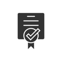 Approve certificate icon in flat style. Document check mark vector illustration on white isolated background. Approval choice business concept.