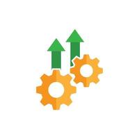 eficiencia operativa en estilo plano. ilustración de vector de productividad de excelencia sobre fondo aislado. concepto de negocio de signo de engranaje y flecha.