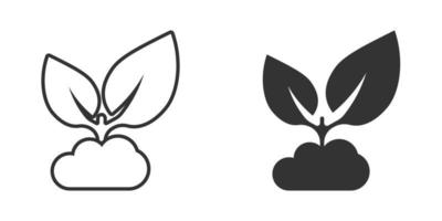 icono de hoja en estilo plano. ilustración de vector de planta sobre fondo blanco aislado. concepto de negocio de signo de flor.