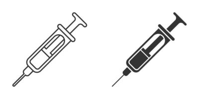 Syringe icon in flat style. Coronavirus vaccine inject vector illustration on isolated background. Covid-19 vaccination sign business concept.