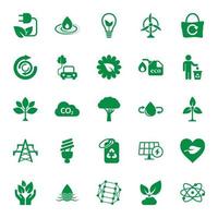 Eco environment icons set in flat style. Ecology vector illustration on white isolated background. Bio emblem sign business concept.