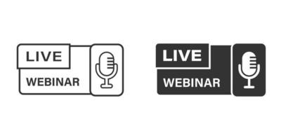 Live webinar icon in flat style. Online training vector illustration on isolated background. Conference stream sign business concept.