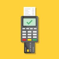 POS payment machine icon in flat style. Online payment vector illustration on isolated background. Banking transaction sign business concept.