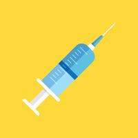 Syringe icon in flat style. Coronavirus vaccine inject vector illustration on isolated background. Covid-19 vaccination sign business concept.