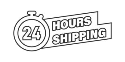 Shipping 24 hours icon in flat style. Delivery countdown vector illustration on isolated background. Quick service time sign business concept.