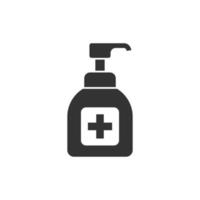 Hand sanitizer icon in flat style. Antiseptic bottle vector illustration on isolated background. Disinfect gel sign business concept.