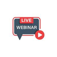 Live webinar icon in flat style. Online training vector illustration on isolated background. Conference stream sign business concept.